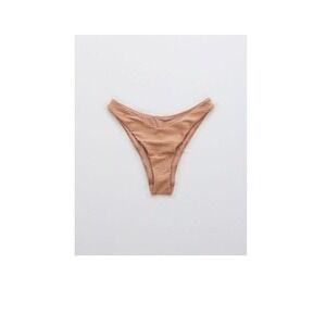 NWT Aerie Jacquard Super High Cut Cheekiest Bikini Bottom Brown Women's Size XL
